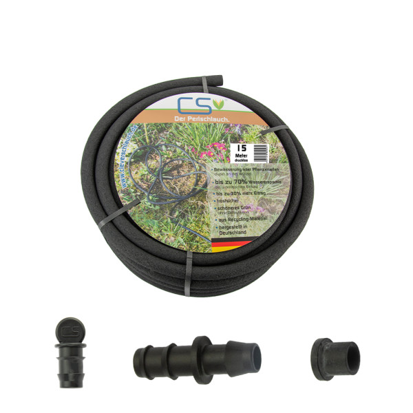 15m CS Perlschlauch drucklos mit Anbohrverbinder und Endstopfen - CS
