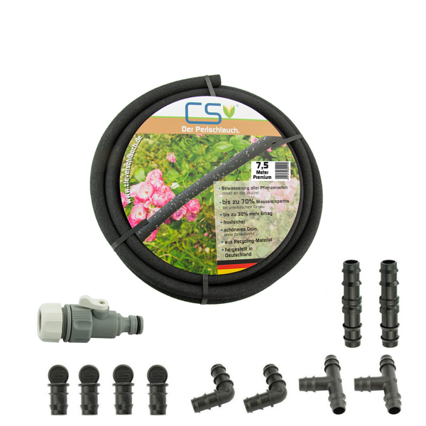 CS Perlschlauch Premium 7,5?m mit Regulierventil Durchflussreduziert & Set