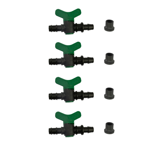 4-er Set Absperrhahn 16 mm zum Anbohren mit Gummitülle - CS Perlschla