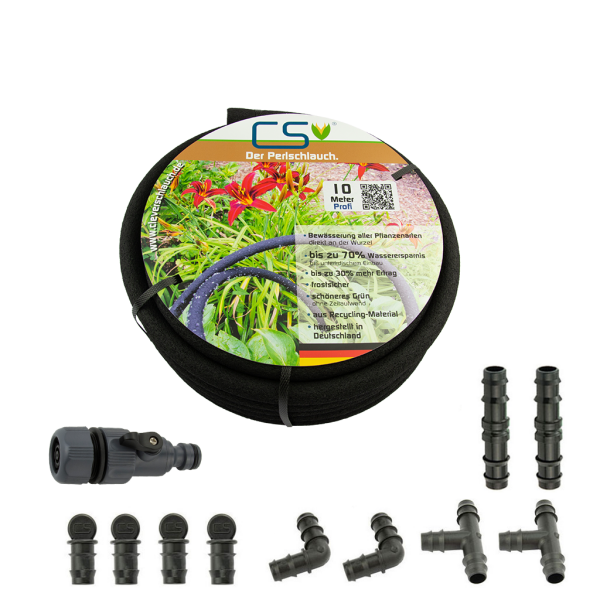 CS Perlschlauch Profi 10m mit Regulierventil Durchflussreduziert & Set