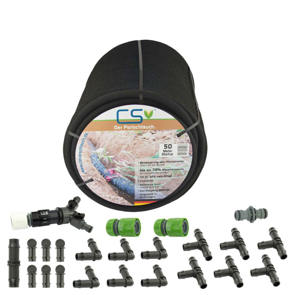 CS Soaker Hose Startup 50m with Accessories and Pressure Reducer
