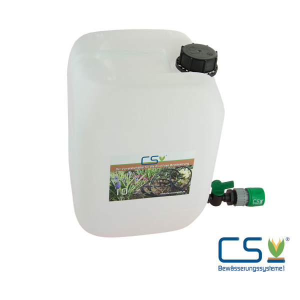 CS Wasser-Vorratsbehälter 10 l mit Absperrhahn und GL Schnellschlauchstück für die drucklose Bewässerung