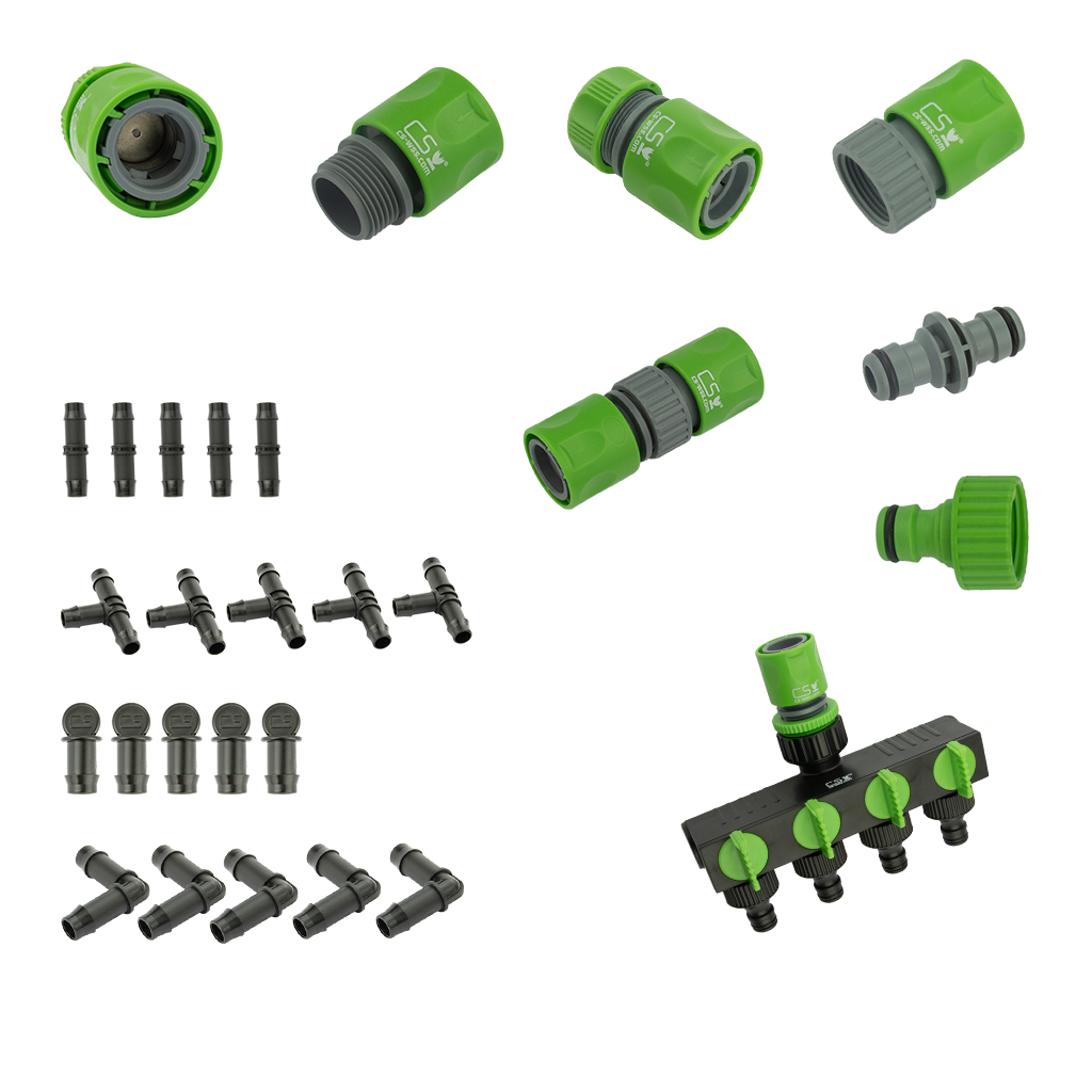 Connectors and adapters for CS Soaker Hose Startup